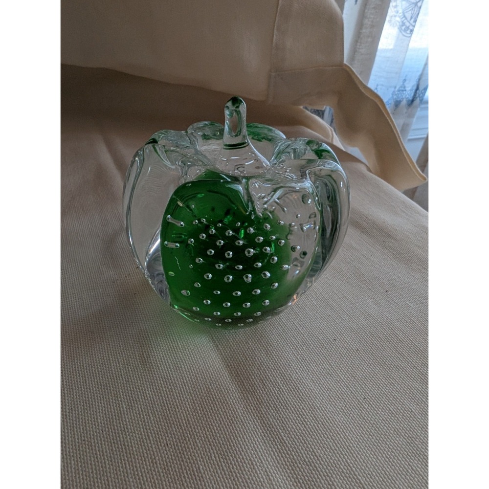 Wheaton Village Green Pepper Large Blown‎ Glass Paperweight
